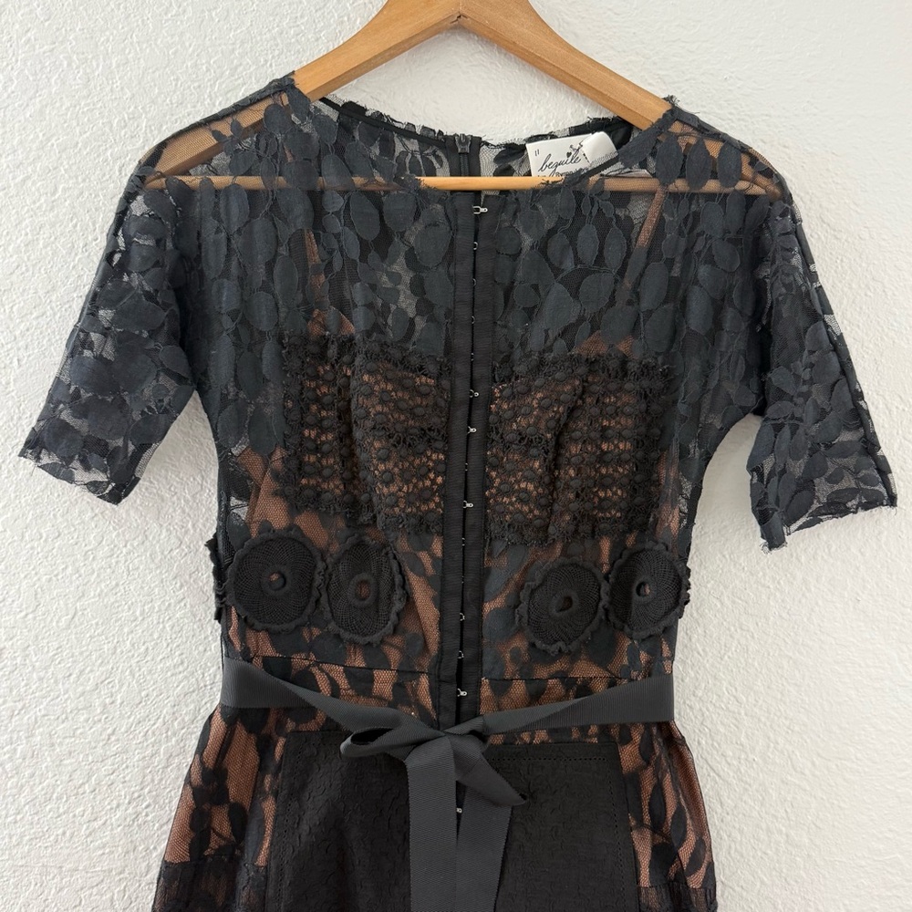 Beguile by Byron Lars Anthropologie Carrisima Black Lace Sheath Dress Size 0 - Picture 6 of 12